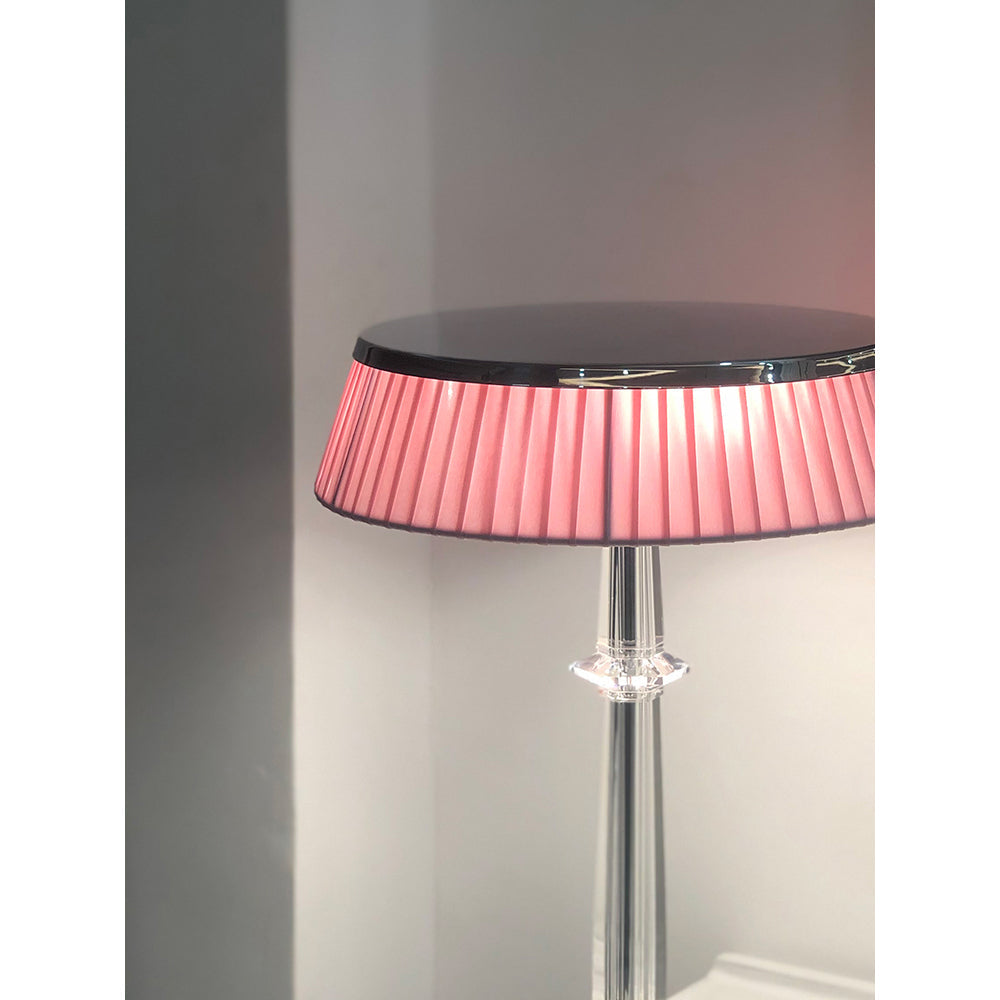 Versailles Table Lamp - K9 Crystal Body & Pleated Fabric Shade Light | Chrome Top LED Accent Desk Lamp