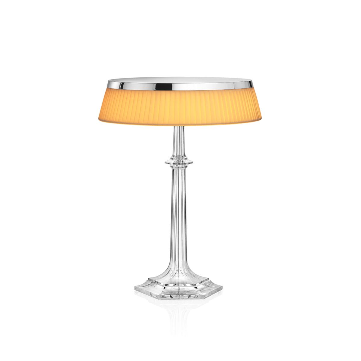 Versailles Table Lamp - K9 Crystal Body & Pleated Fabric Shade Light | Chrome Top LED Accent Desk Lamp