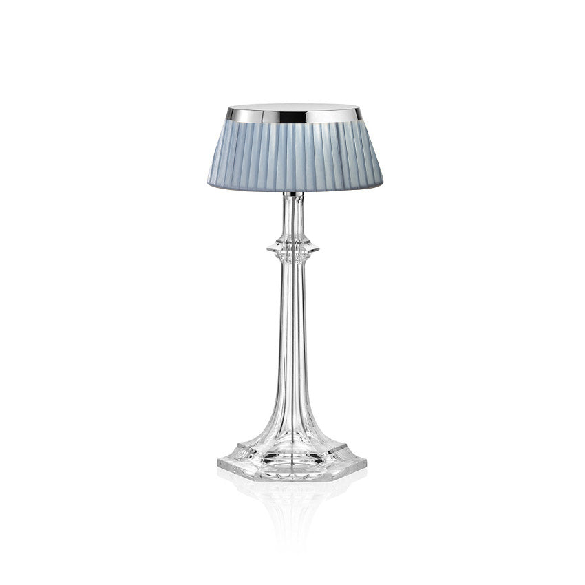 Versailles Table Lamp - K9 Crystal Body & Pleated Fabric Shade Light | Chrome Top LED Accent Desk Lamp