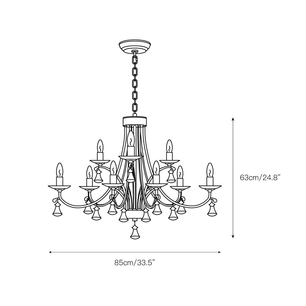 Vesca Chandelier - Botanical Brass & Draped Crystal Bead Pendant Light | Lyrical Floral Chandelier