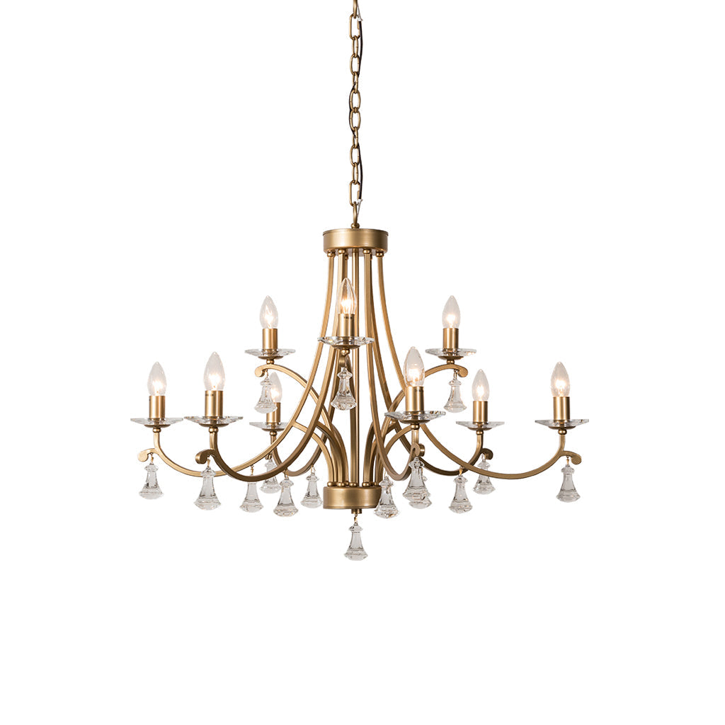 Vesca Chandelier - Botanical Brass & Draped Crystal Bead Pendant Light | Lyrical Floral Chandelier