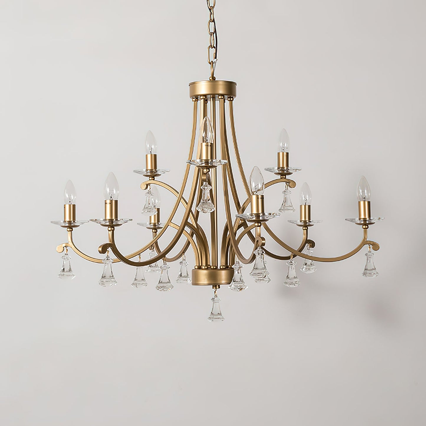 Vesca Chandelier - Botanical Brass & Draped Crystal Bead Pendant Light | Lyrical Floral Chandelier