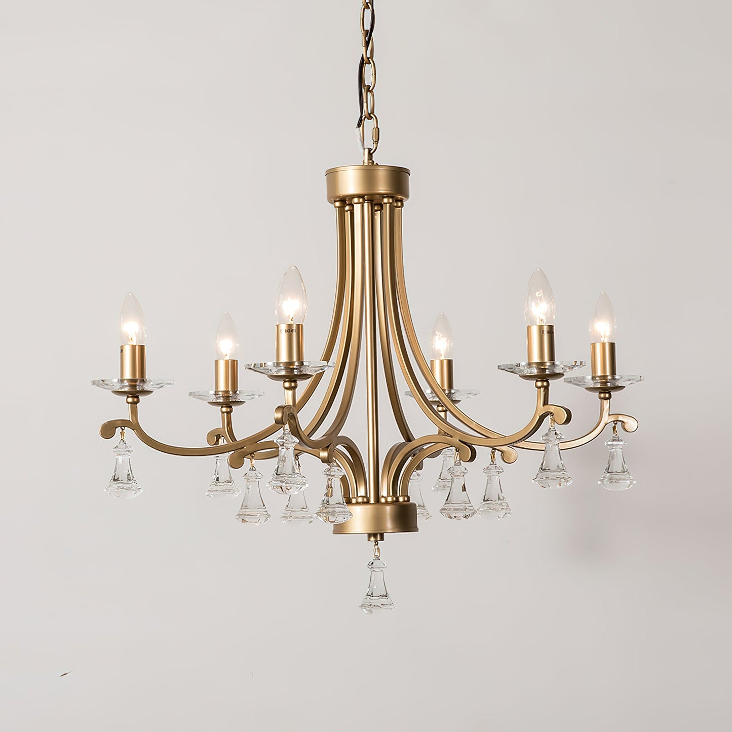 Vesca Chandelier - Botanical Brass & Draped Crystal Bead Pendant Light | Lyrical Floral Chandelier