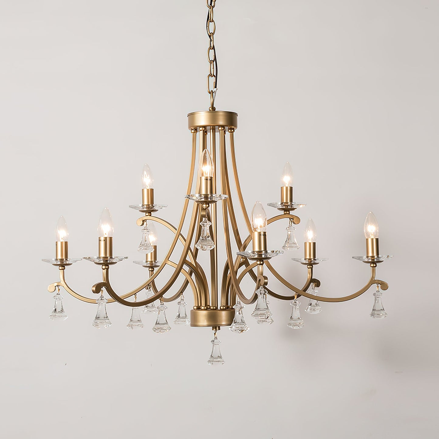 Vesca Chandelier - Botanical Brass & Draped Crystal Bead Pendant Light | Lyrical Floral Chandelier