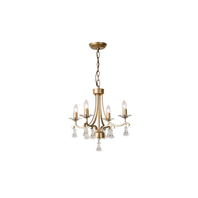 Vesca Chandelier - Botanical Brass & Draped Crystal Bead Pendant Light | Lyrical Floral Chandelier