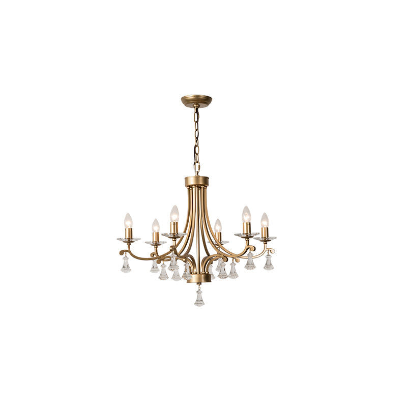 Vesca Chandelier - Botanical Brass & Draped Crystal Bead Pendant Light | Lyrical Floral Chandelier