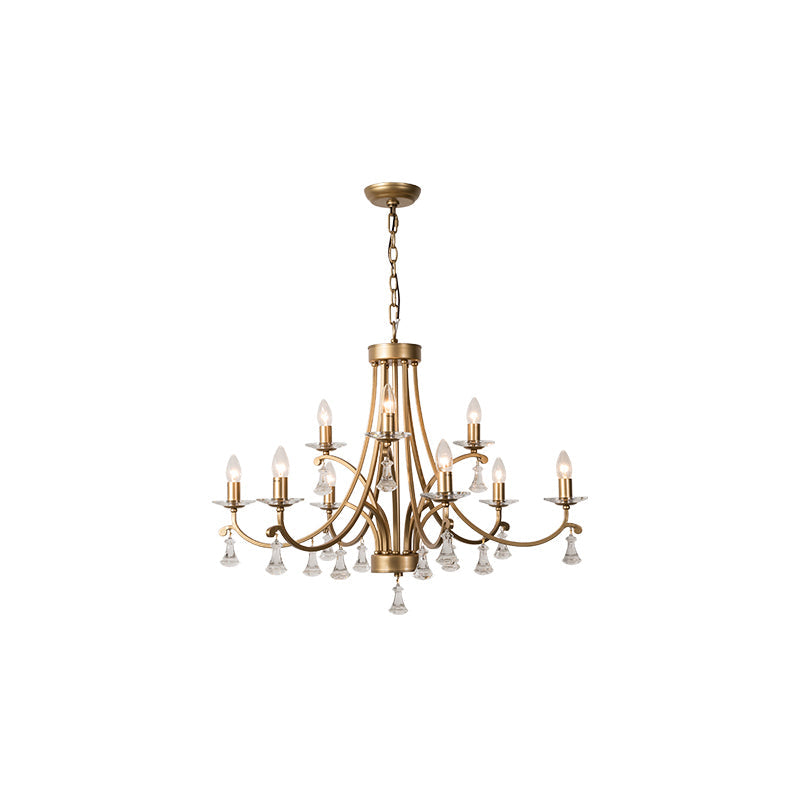 Vesca Chandelier - Botanical Brass & Draped Crystal Bead Pendant Light | Lyrical Floral Chandelier