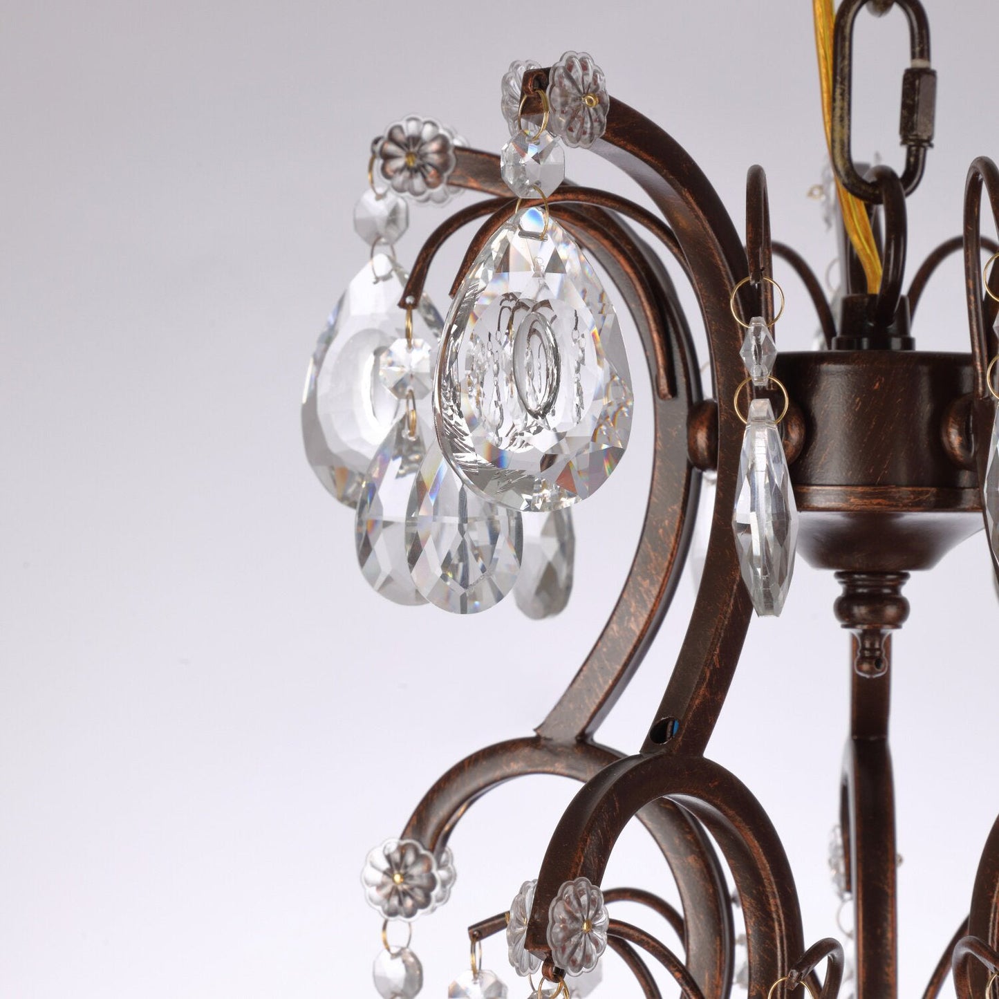 Vesper Crystal Chandelier - Antique Red Bronze European Estate Pendant Light | 5-Light High-Clarity Crystal Sconce