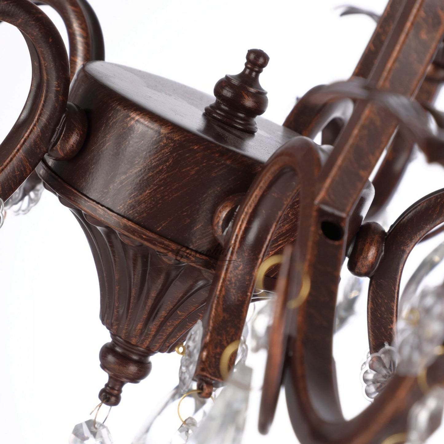 Vesper Crystal Chandelier - Antique Red Bronze European Estate Pendant Light | 5-Light High-Clarity Crystal Sconce