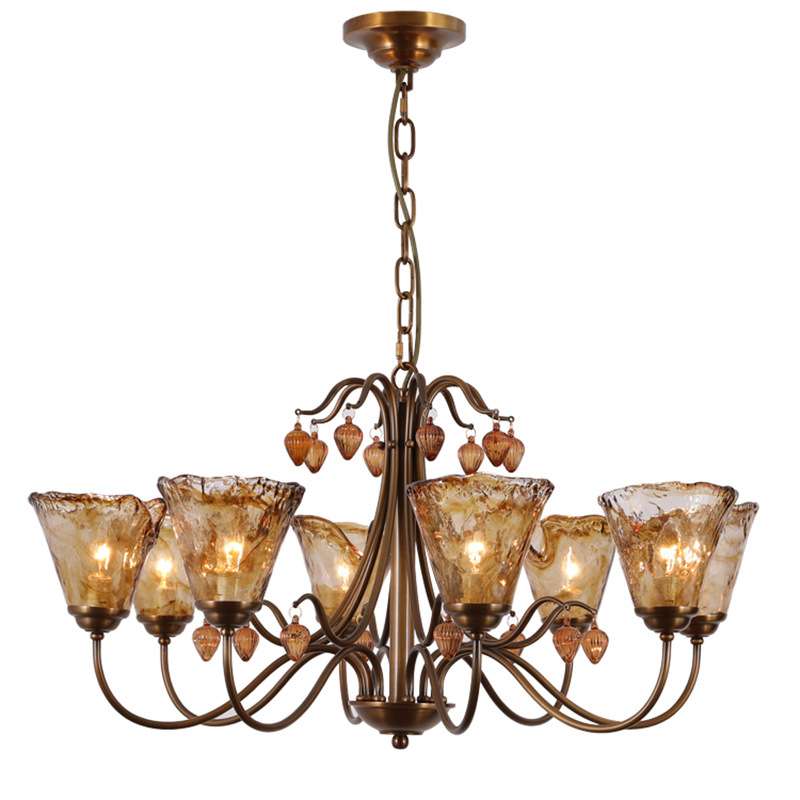 Vetraio Chandelier - Old-School Hollywood Glamour Antique Brass Pendant Light | Retro Crystal & Glass Sconce