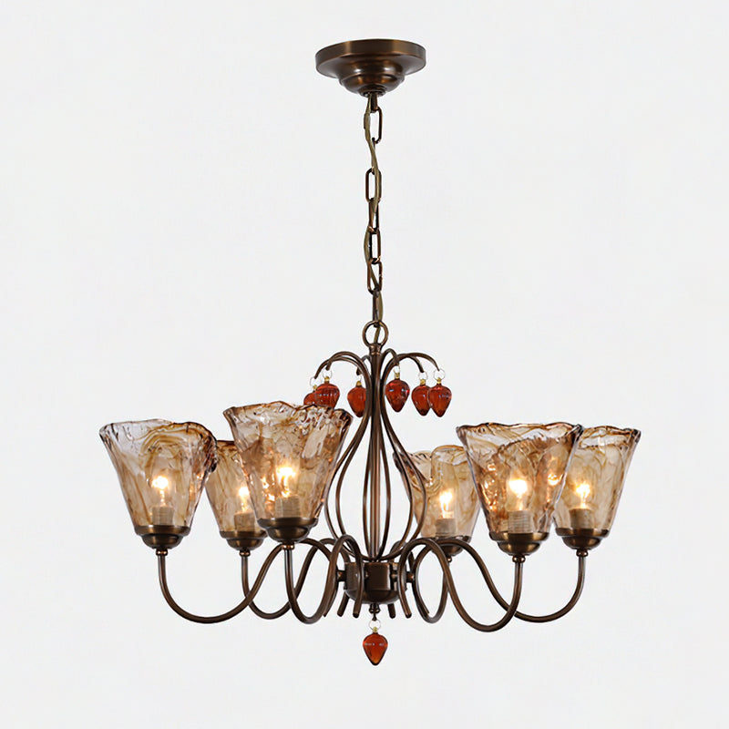 Vetraio Chandelier - Old-School Hollywood Glamour Antique Brass Pendant Light | Retro Crystal & Glass Sconce
