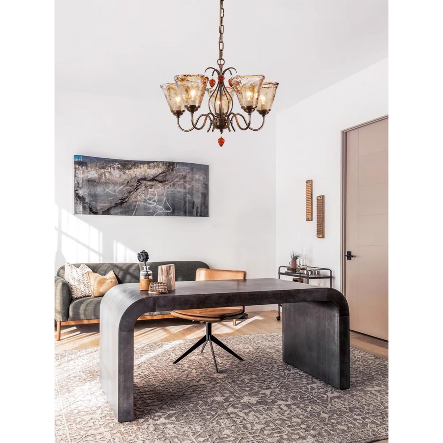 Vetraio Chandelier - Old-School Hollywood Glamour Antique Brass Pendant Light | Retro Crystal & Glass Sconce