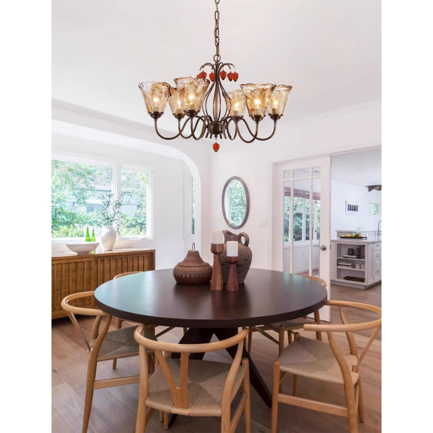 Vetraio Chandelier - Old-School Hollywood Glamour Antique Brass Pendant Light | Retro Crystal & Glass Sconce