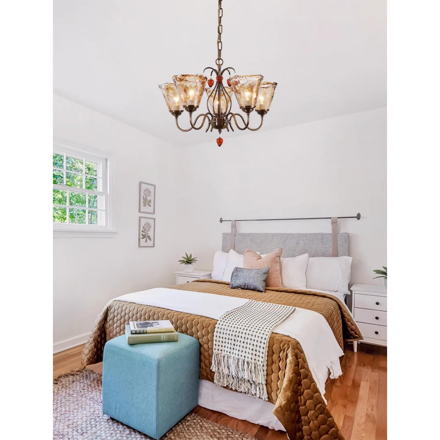 Vetraio Chandelier - Old-School Hollywood Glamour Antique Brass Pendant Light | Retro Crystal & Glass Sconce