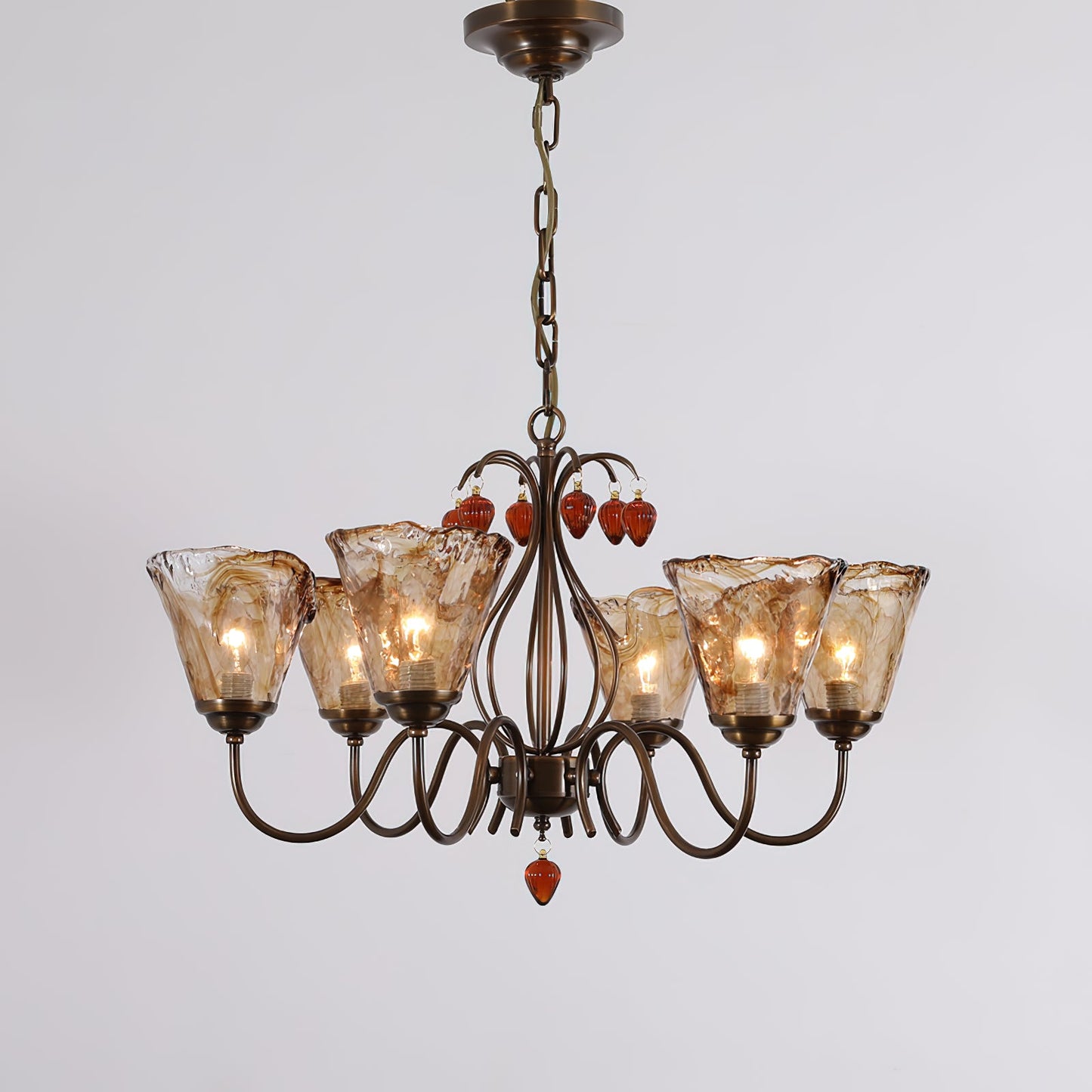 Vetraio Chandelier - Old-School Hollywood Glamour Antique Brass Pendant Light | Retro Crystal & Glass Sconce