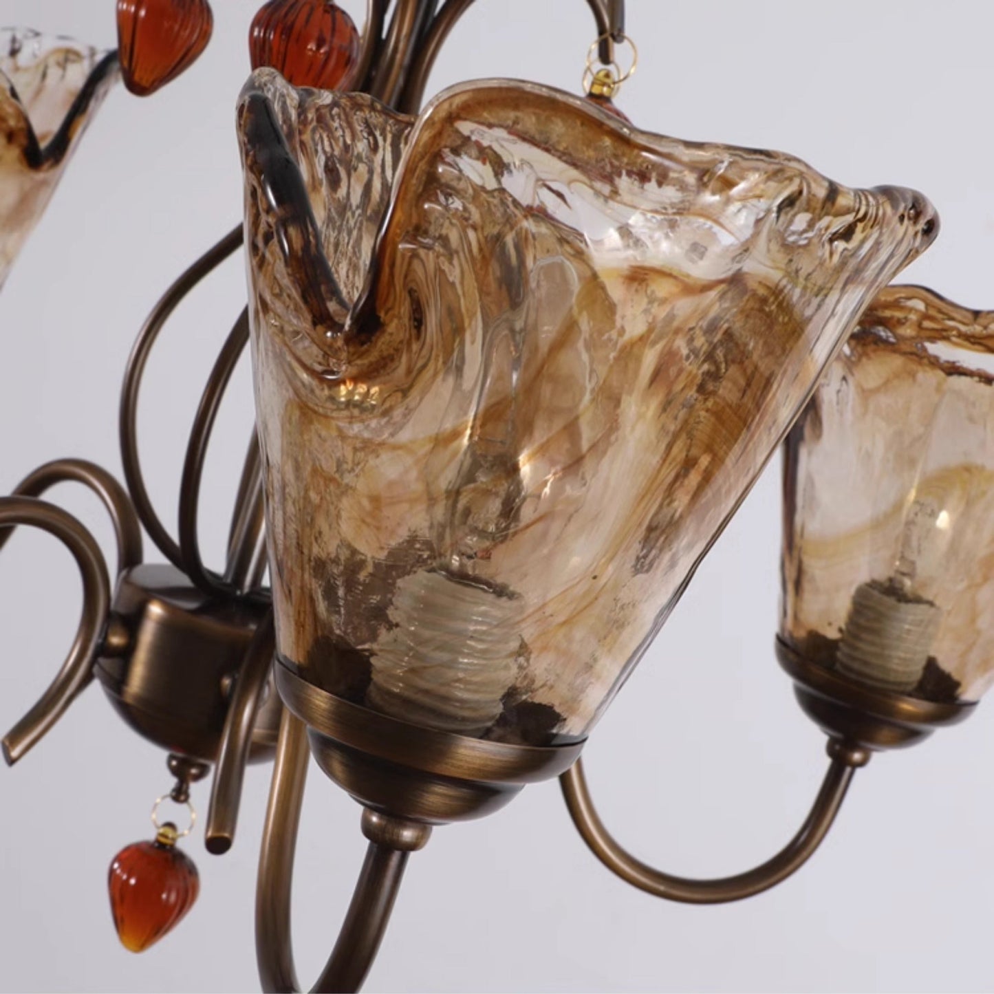 Vetraio Chandelier - Old-School Hollywood Glamour Antique Brass Pendant Light | Retro Crystal & Glass Sconce