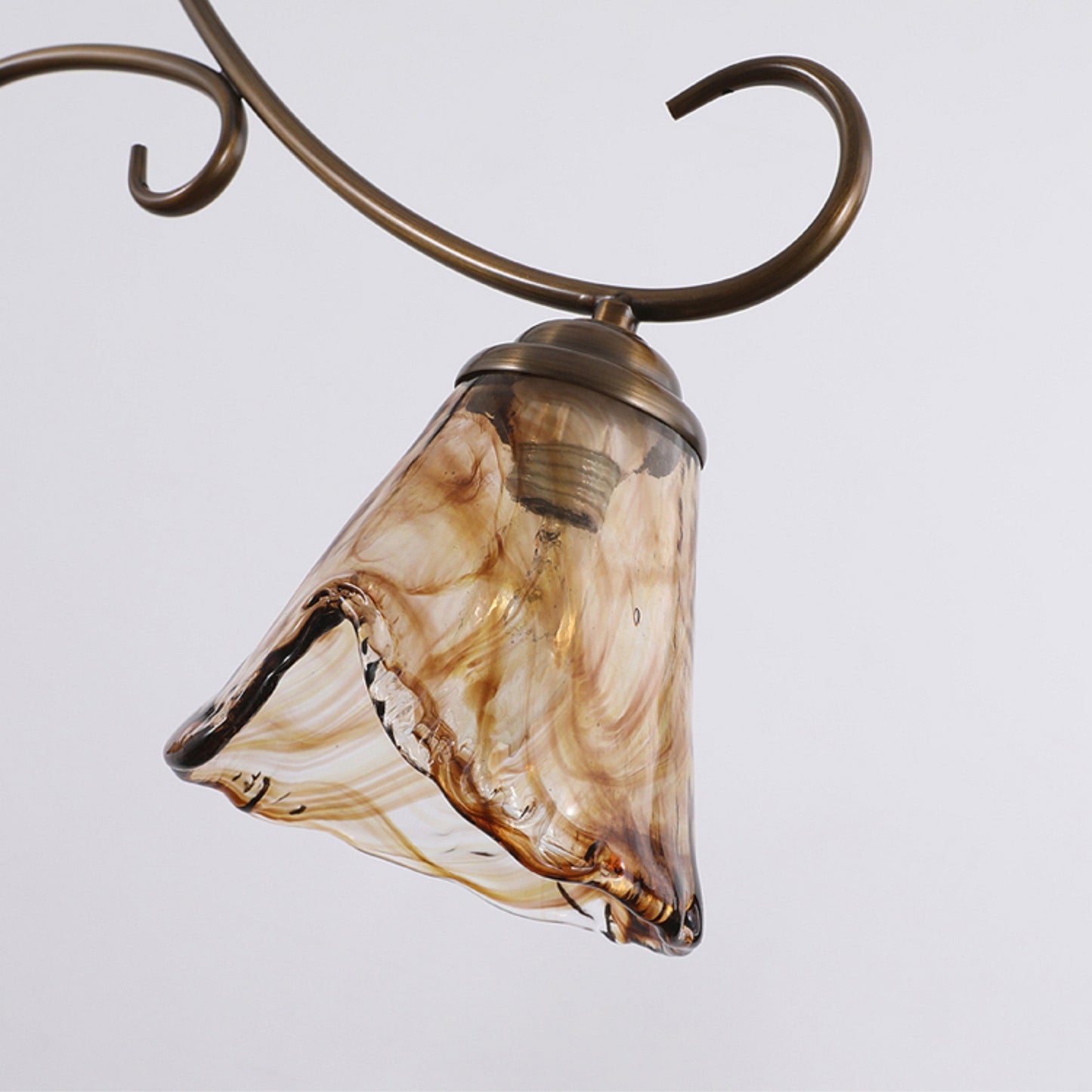 Vetraio Island Pendant Lamp - European Brass & Amber Glass Linear Light | 3-Head Kitchen Island Sconce