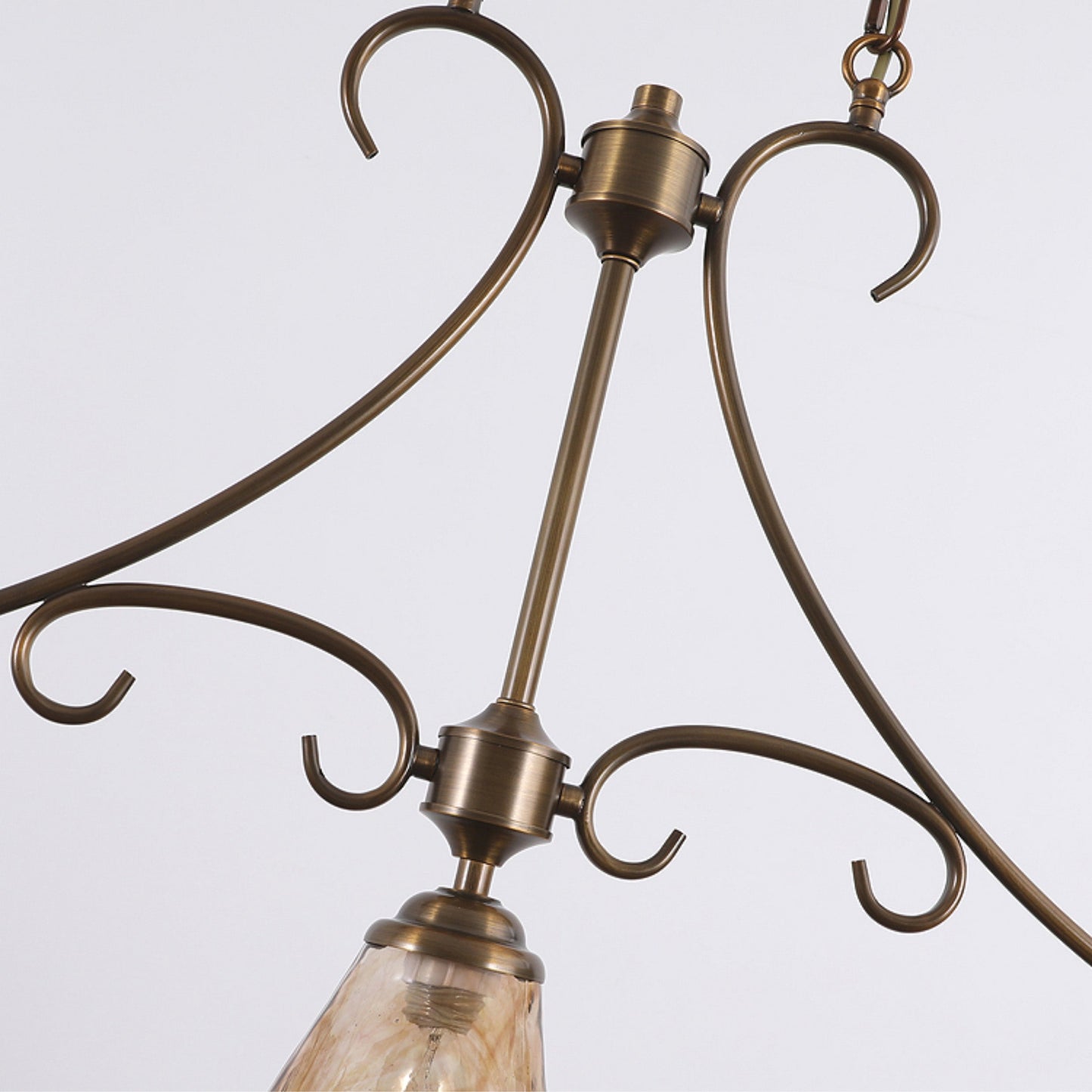 Vetraio Island Pendant Lamp - European Brass & Amber Glass Linear Light | 3-Head Kitchen Island Sconce