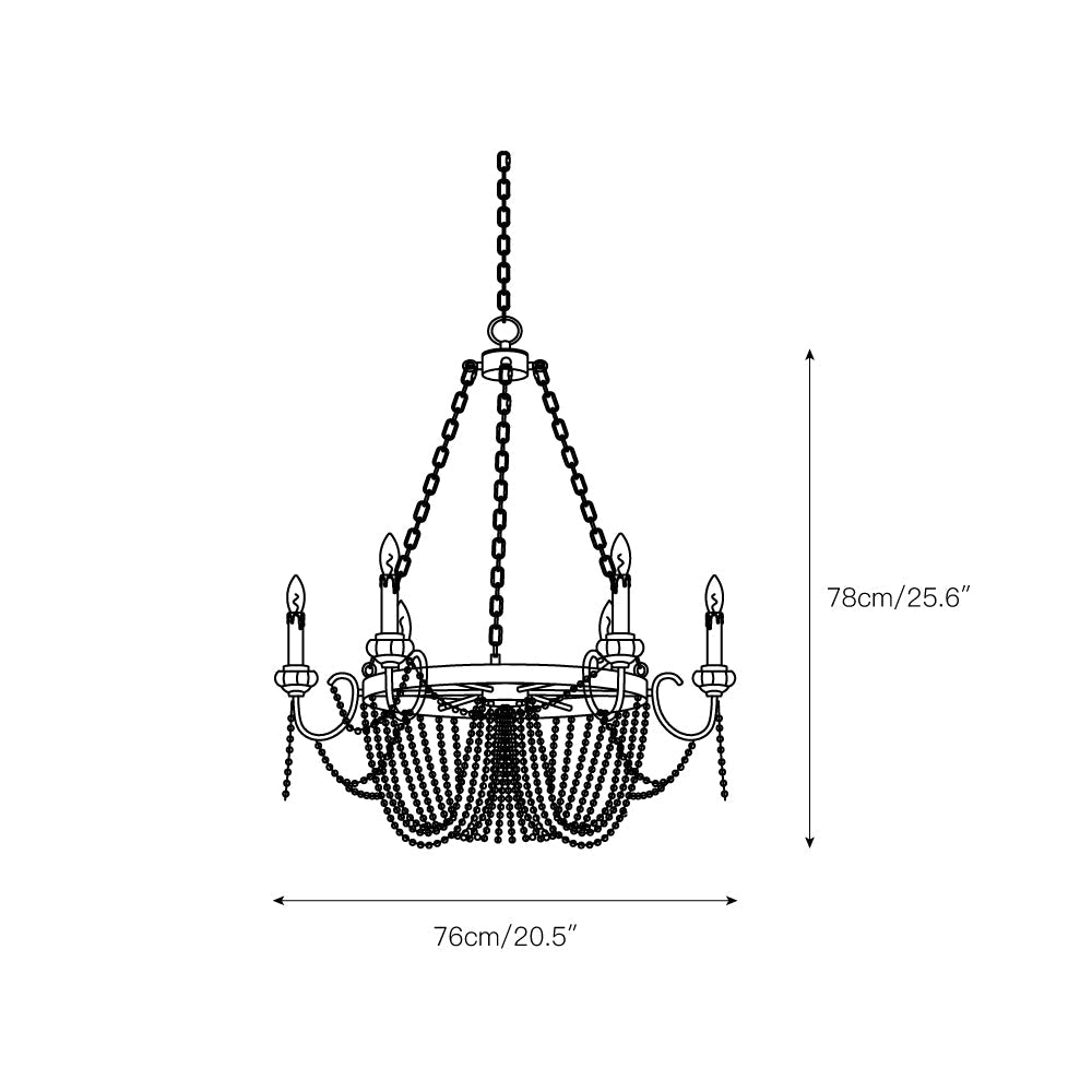 Viola Chandelier - Antique Gold French Country Crystal Bead Pendant Light | Carved Wood & Iron Basket Sconce