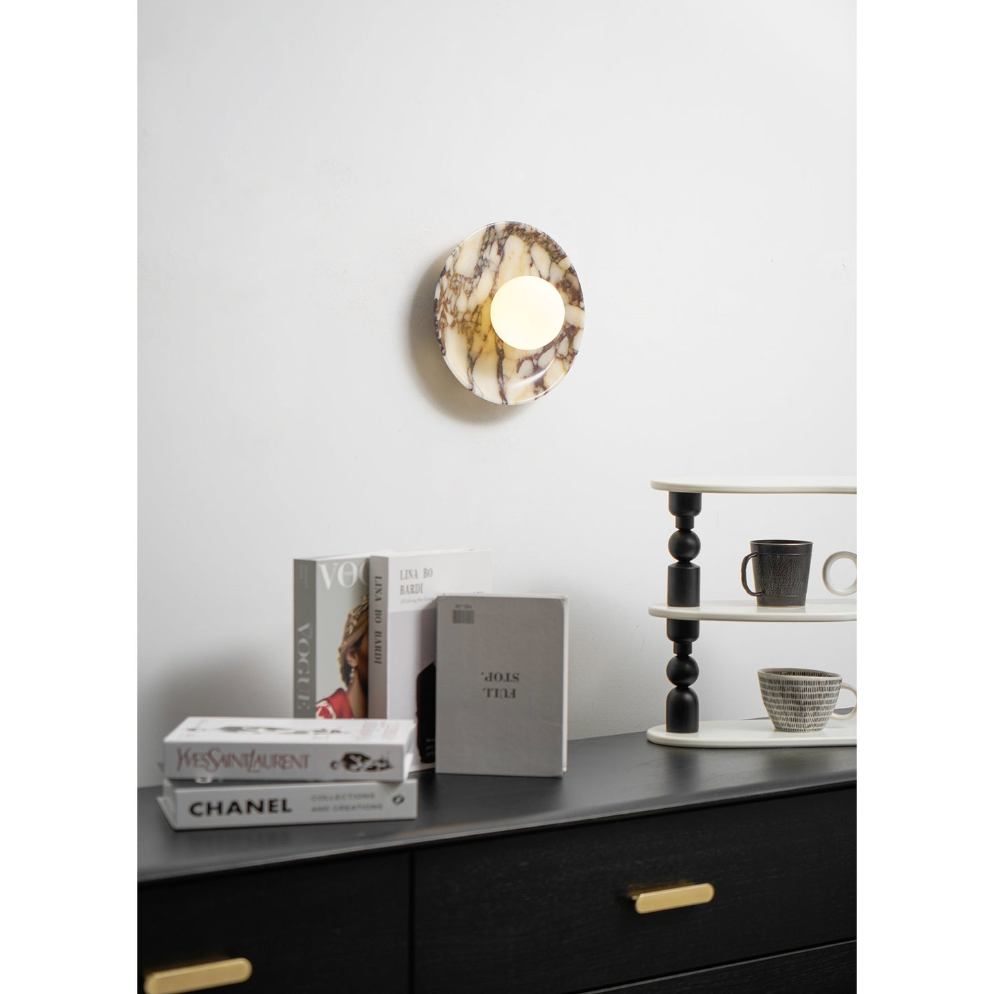 Viola Marble Wall Lamp - Natural Calacatta Viola & Frosted Glass Globe Sconce | Custom Stone Selection Wall Light