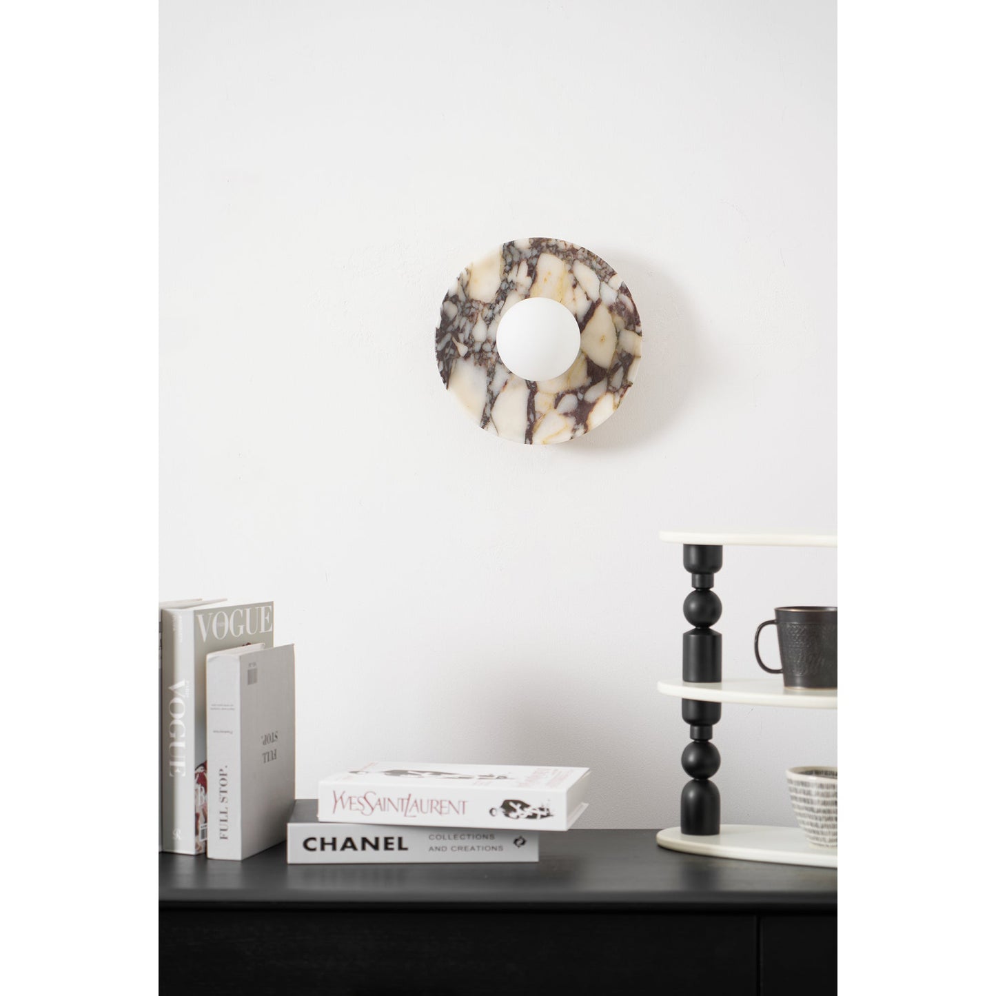 Viola Marble Wall Lamp - Natural Calacatta Viola & Frosted Glass Globe Sconce | Custom Stone Selection Wall Light
