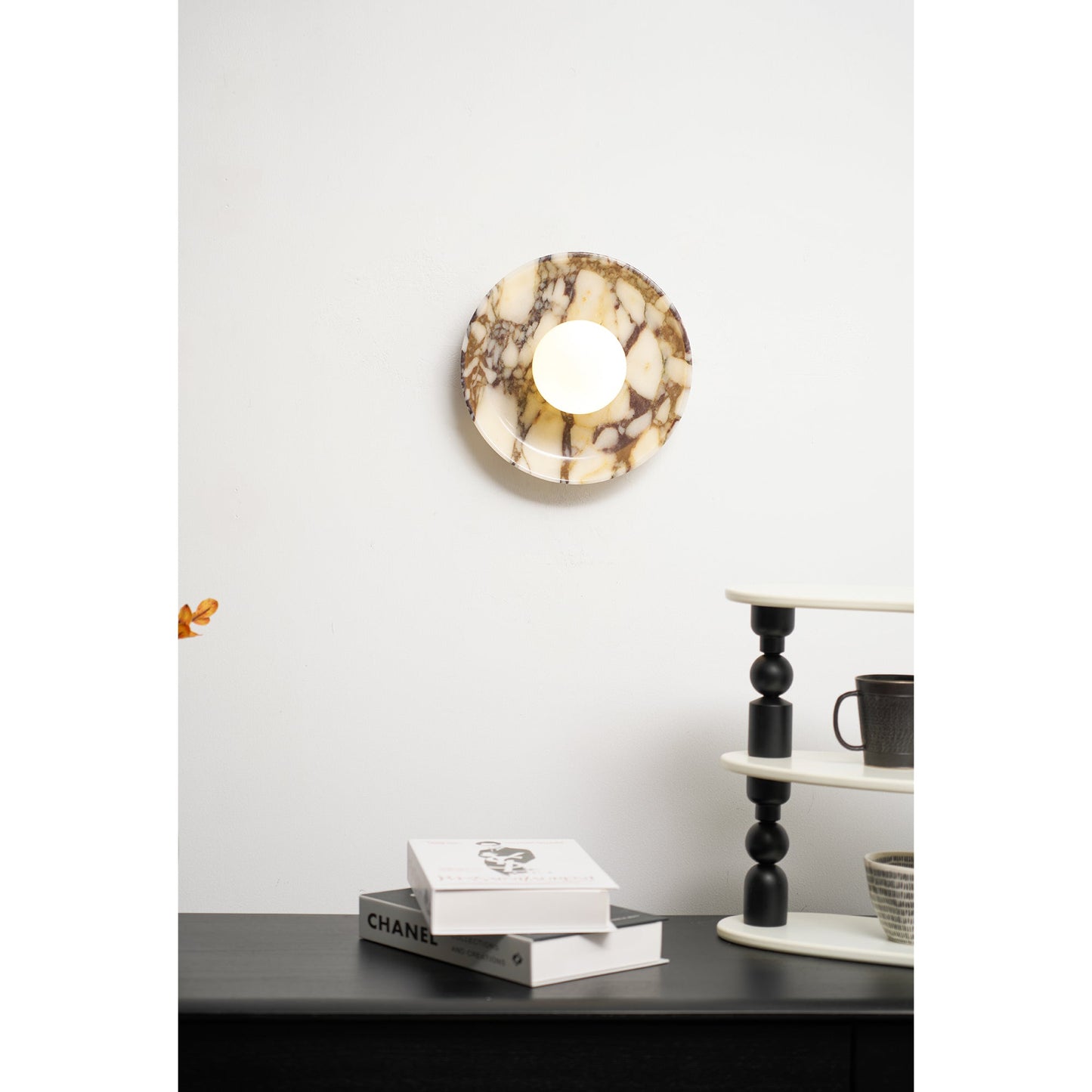 Viola Marble Wall Lamp - Natural Calacatta Viola & Frosted Glass Globe Sconce | Custom Stone Selection Wall Light