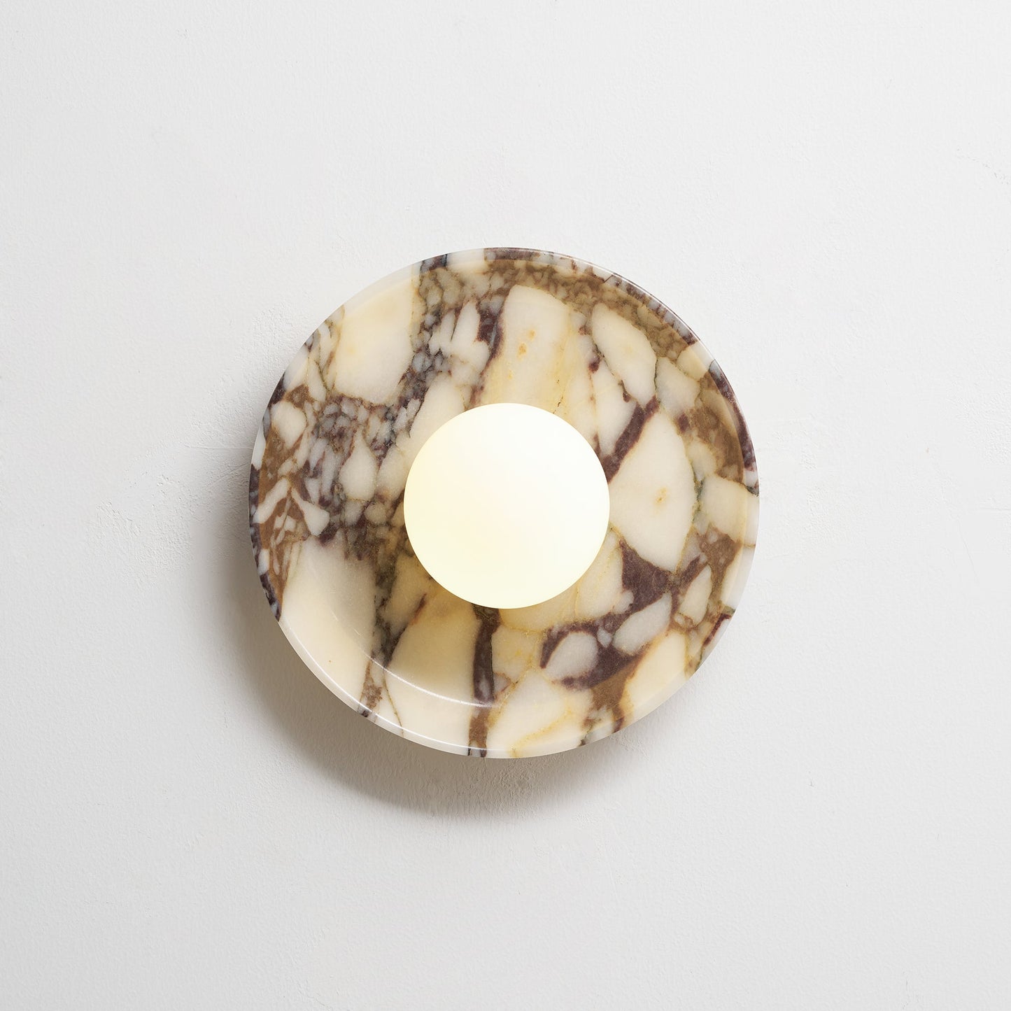 Viola Marble Wall Lamp - Natural Calacatta Viola & Frosted Glass Globe Sconce | Custom Stone Selection Wall Light