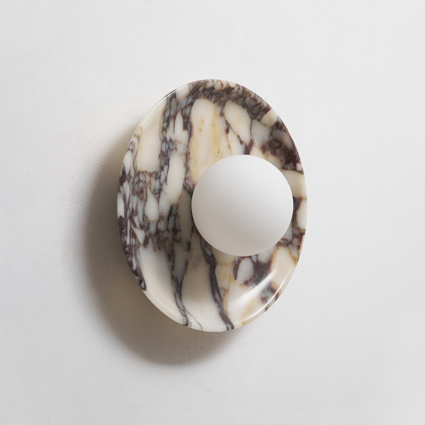 Viola Marble Wall Lamp - Natural Calacatta Viola & Frosted Glass Globe Sconce | Custom Stone Selection Wall Light