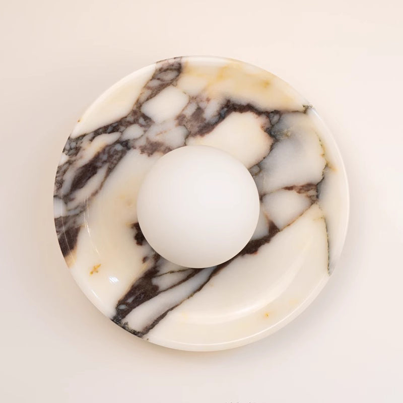 Viola Marble Wall Lamp - Natural Calacatta Viola & Frosted Glass Globe Sconce | Custom Stone Selection Wall Light