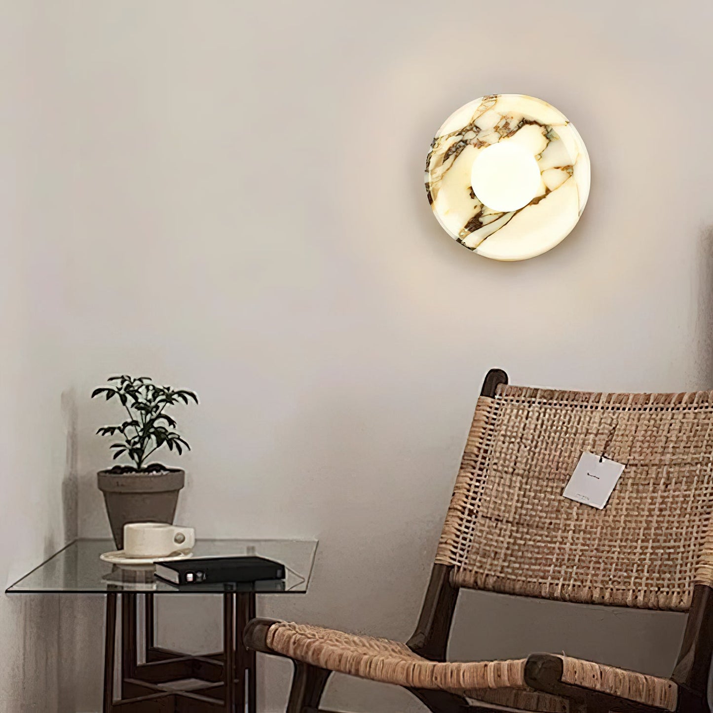 Viola Marble Wall Lamp - Natural Calacatta Viola & Frosted Glass Globe Sconce | Custom Stone Selection Wall Light