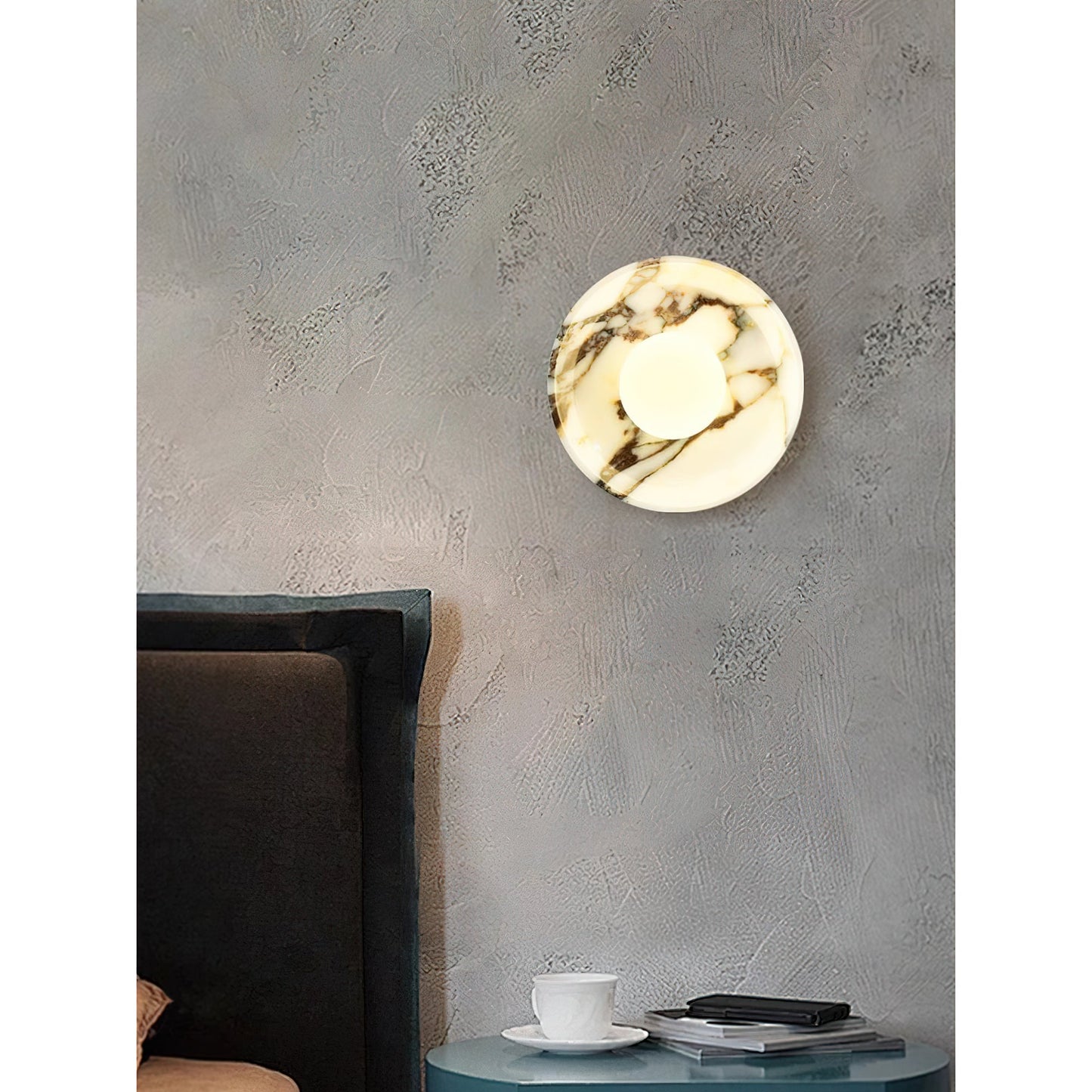 Viola Marble Wall Lamp - Natural Calacatta Viola & Frosted Glass Globe Sconce | Custom Stone Selection Wall Light