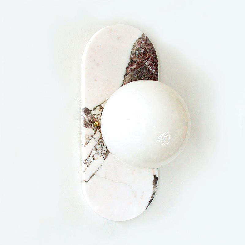 Viola Oval Wall Lamp - Natural White Marble Sconce | Modern Oval Vanity & Hallway Light Cover