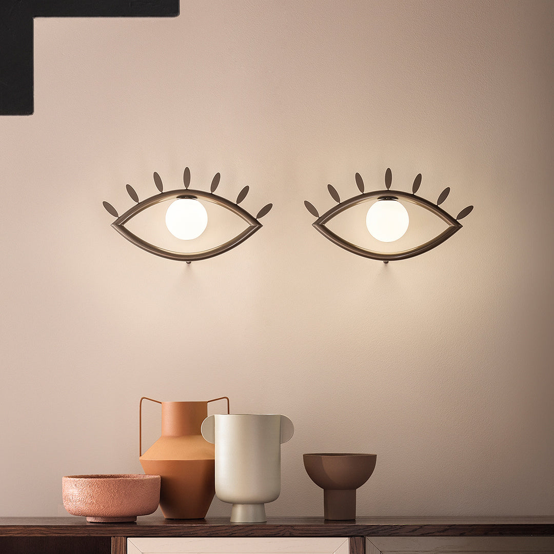 Visio Wall Lamp - Avant-Garde Face Silhouette Brass & Glass Wall Sconce | Modular Surrealist LED Accent Light |
