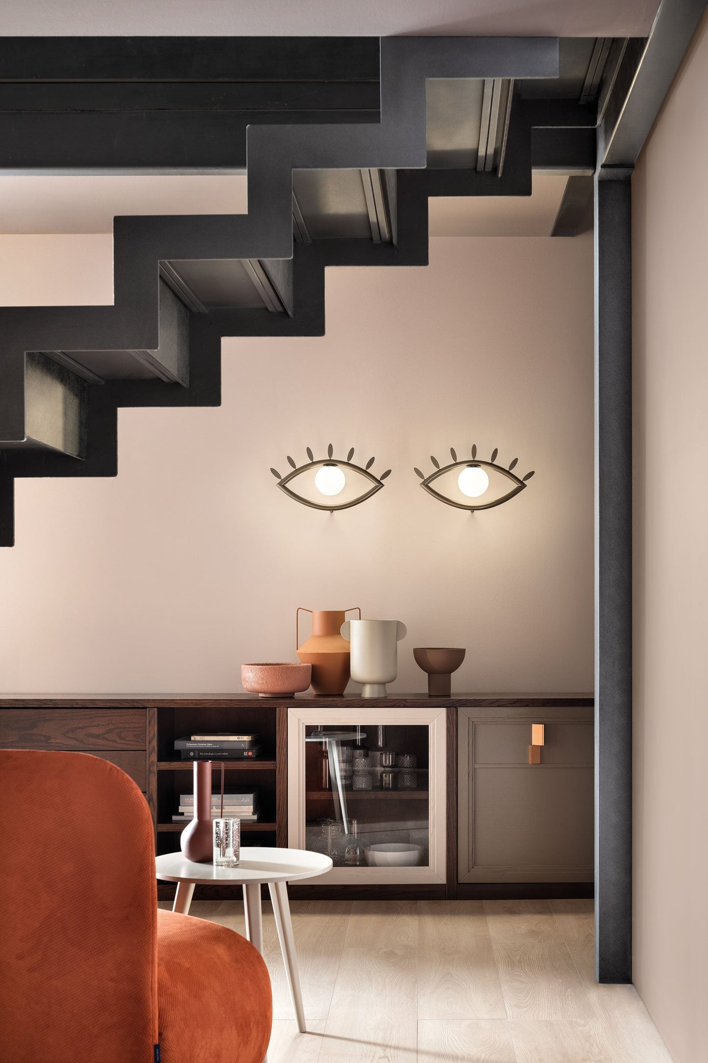 Visio Wall Lamp - Avant-Garde Face Silhouette Brass & Glass Wall Sconce | Modular Surrealist LED Accent Light |