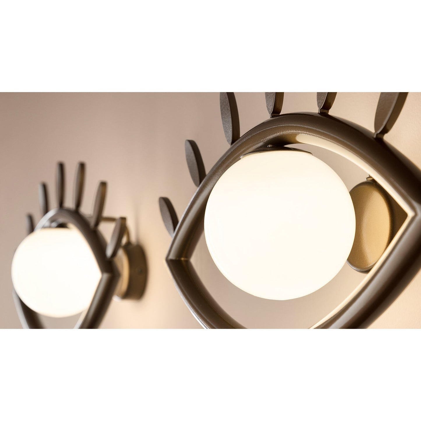 Visio Wall Lamp - Avant-Garde Face Silhouette Brass & Glass Wall Sconce | Modular Surrealist LED Accent Light |