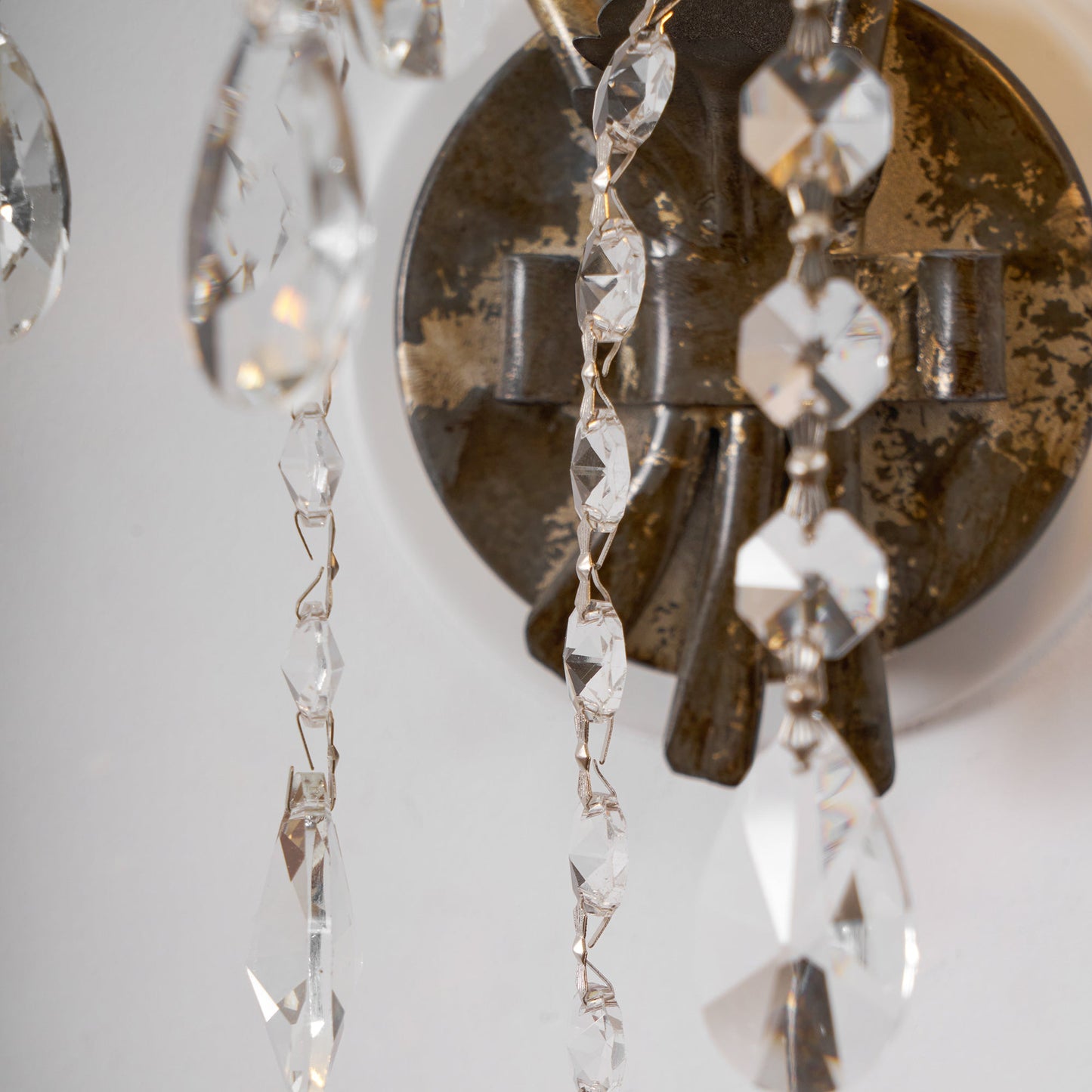 Viticcio Wall Lamp - Hand-Molded Floral Iron Wall Sconce | Silver Crystal Vine Accent Ligh