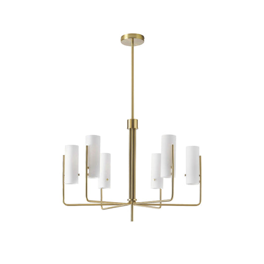 Vivian Glass Chandelier - Sleek Modern Round Brass & Glass Pendant Light | 6-Light Contemporary Sconce