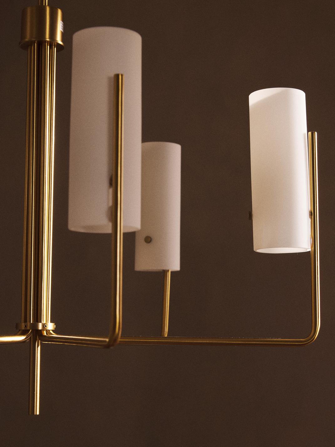 Vivian Glass Chandelier - Sleek Modern Round Brass & Glass Pendant Light | 6-Light Contemporary Sconce