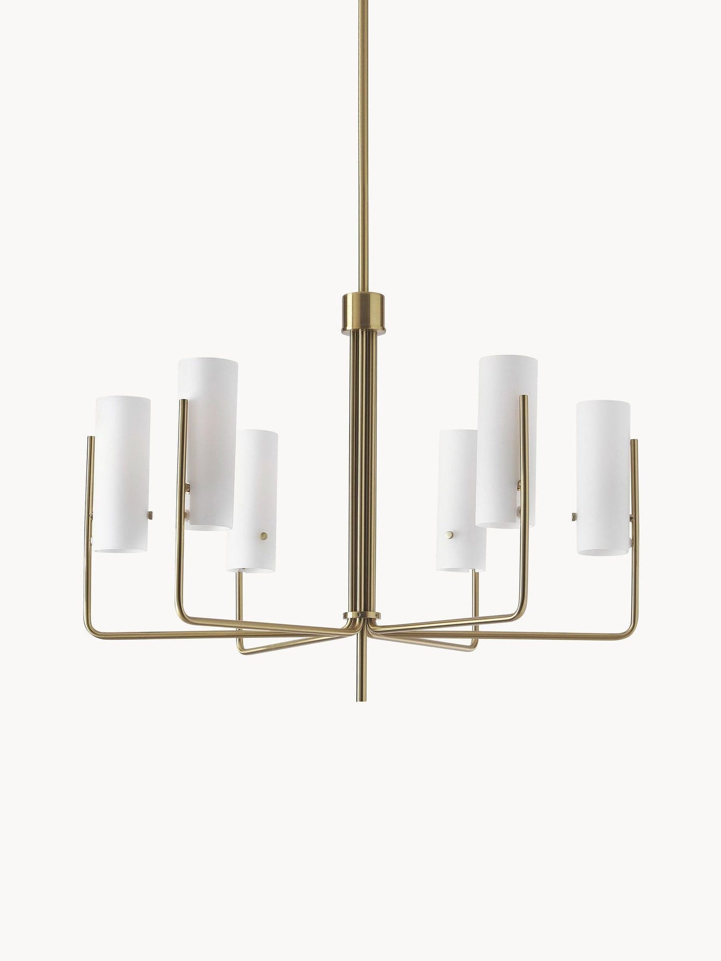 Vivian Glass Chandelier - Sleek Modern Round Brass & Glass Pendant Light | 6-Light Contemporary Sconce