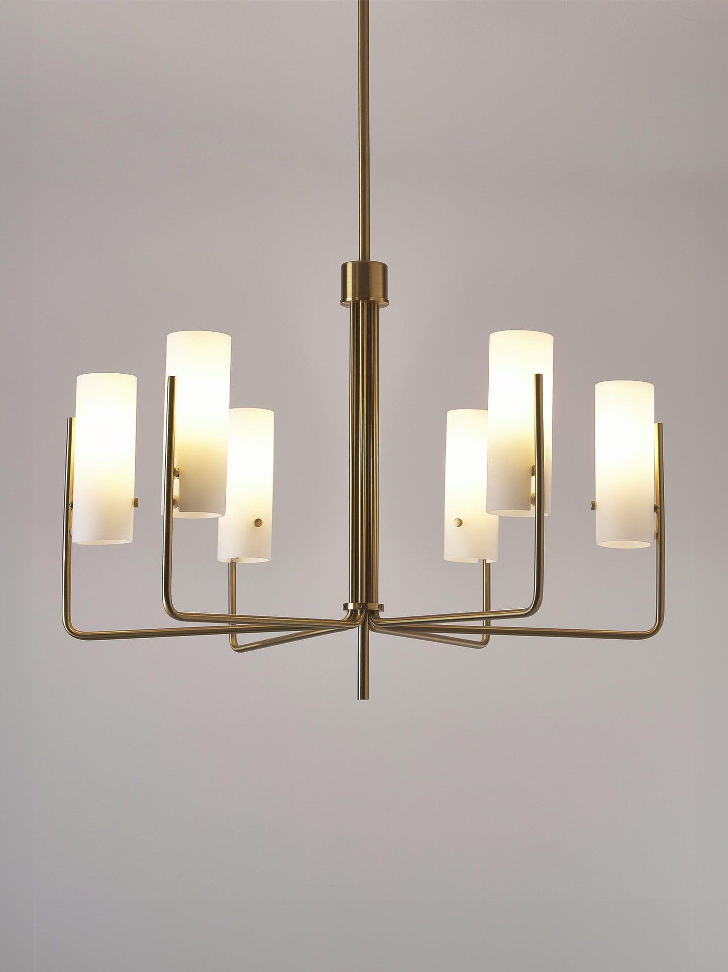 Vivian Glass Chandelier - Sleek Modern Round Brass & Glass Pendant Light | 6-Light Contemporary Sconce