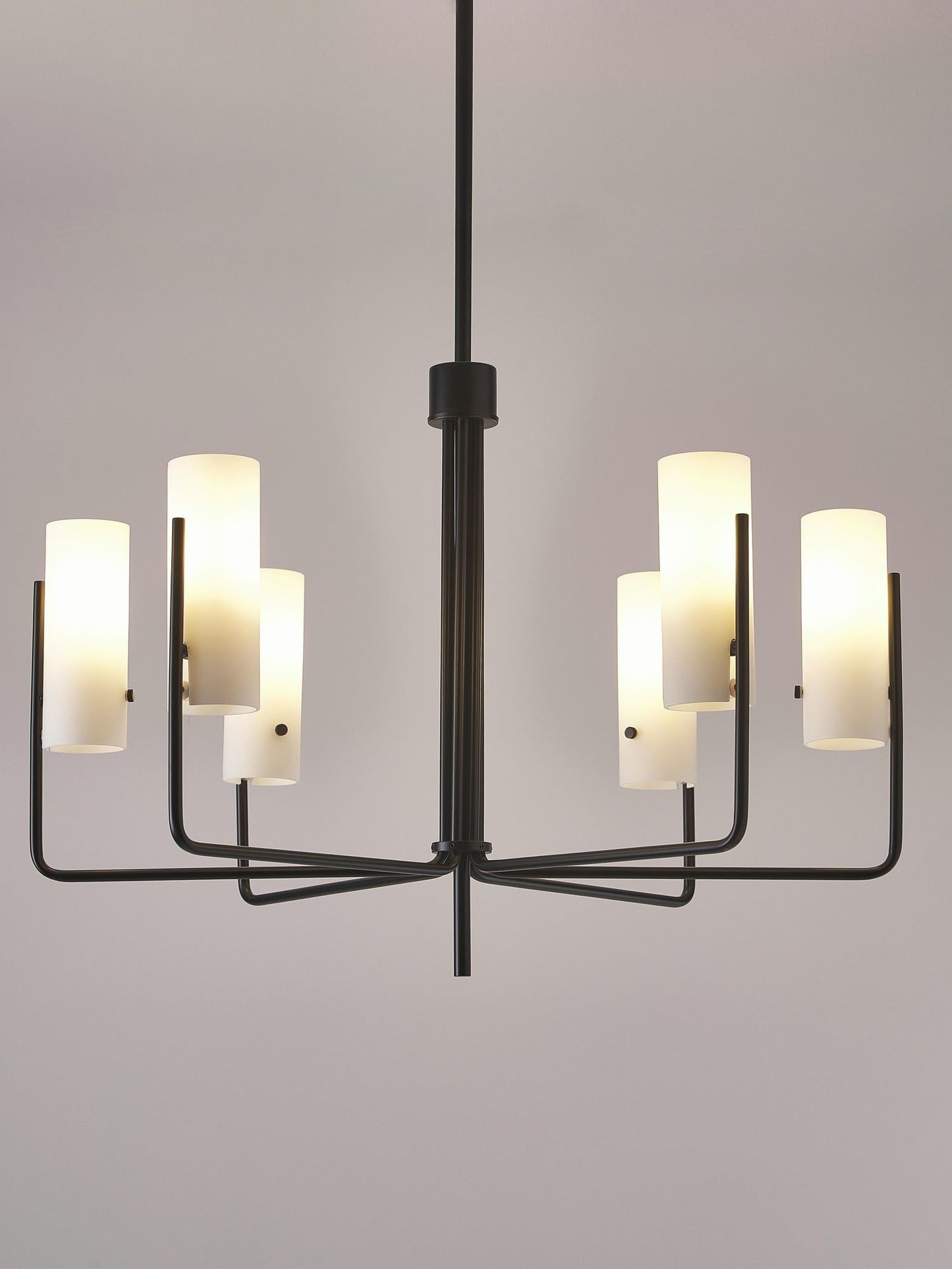 Vivian Glass Chandelier - Sleek Modern Round Brass & Glass Pendant Light | 6-Light Contemporary Sconce