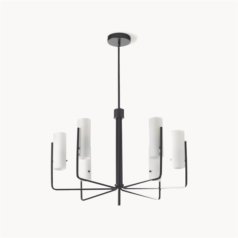 Vivian Glass Chandelier - Sleek Modern Round Brass & Glass Pendant Light | 6-Light Contemporary Sconce