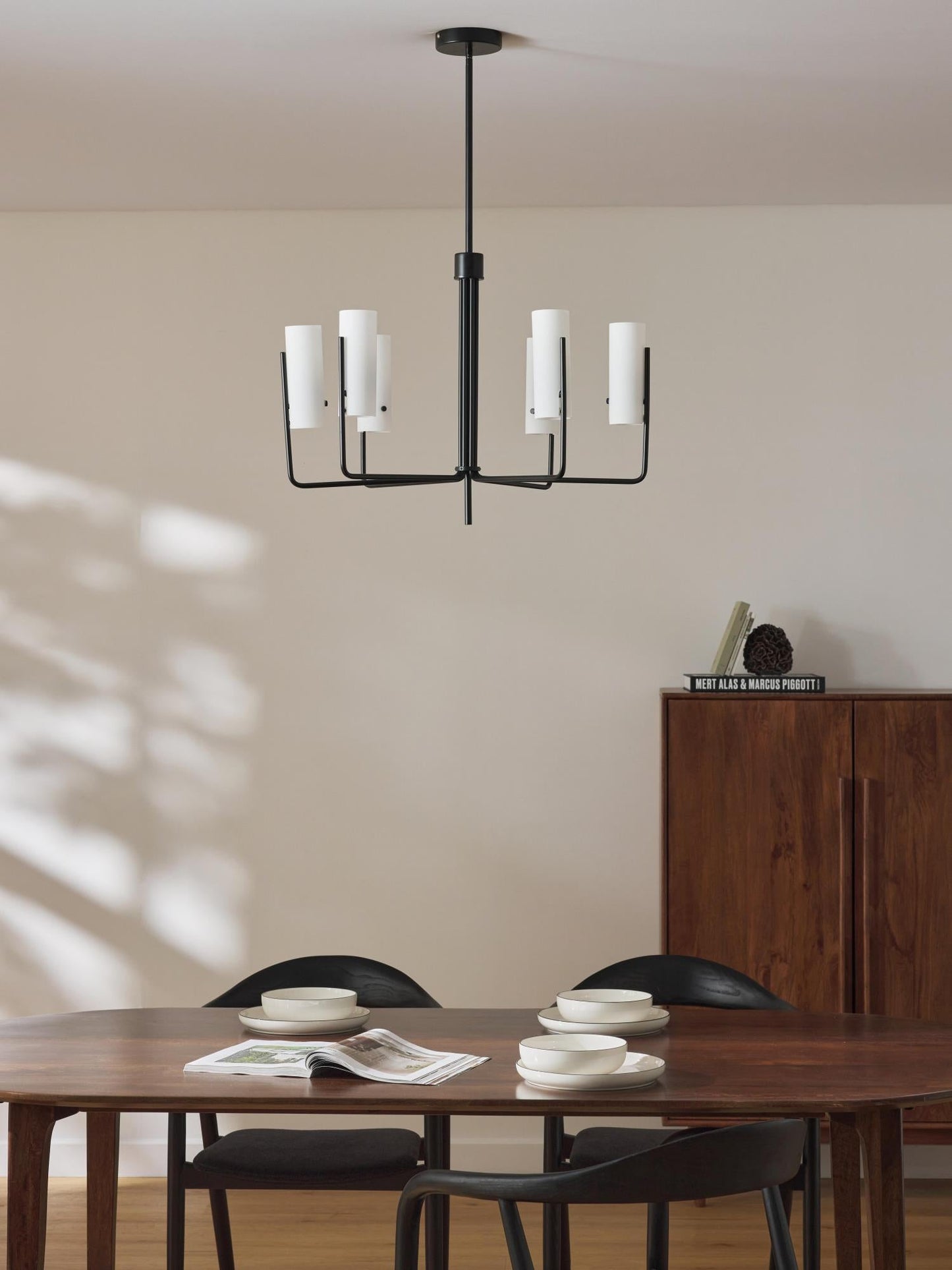 Vivian Glass Chandelier - Sleek Modern Round Brass & Glass Pendant Light | 6-Light Contemporary Sconce