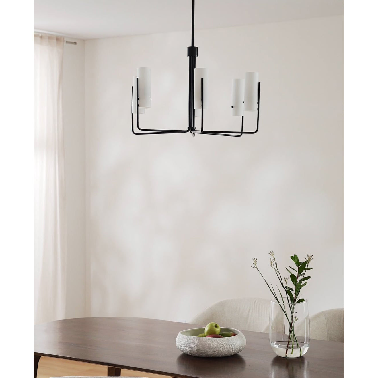 Vivian Glass Chandelier - Sleek Modern Round Brass & Glass Pendant Light | 6-Light Contemporary Sconce