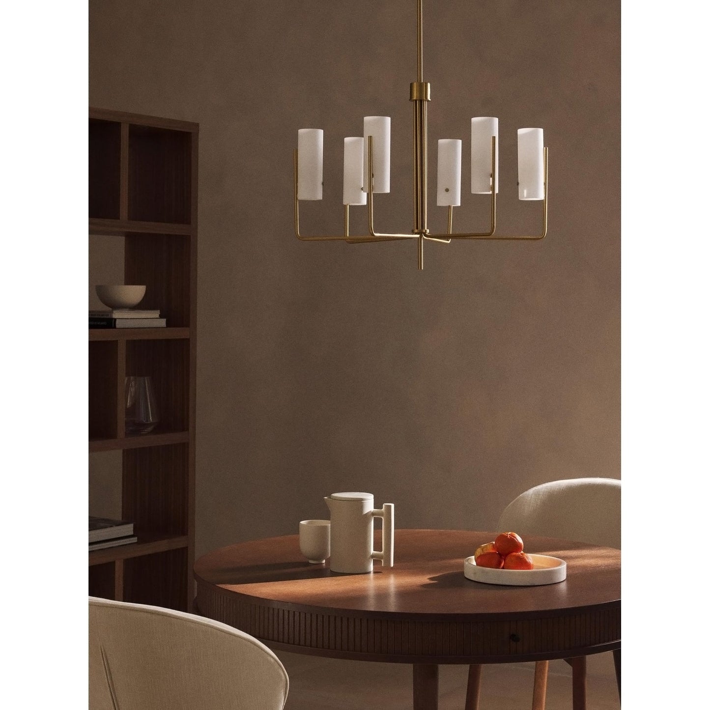 Vivian Glass Chandelier - Sleek Modern Round Brass & Glass Pendant Light | 6-Light Contemporary Sconce