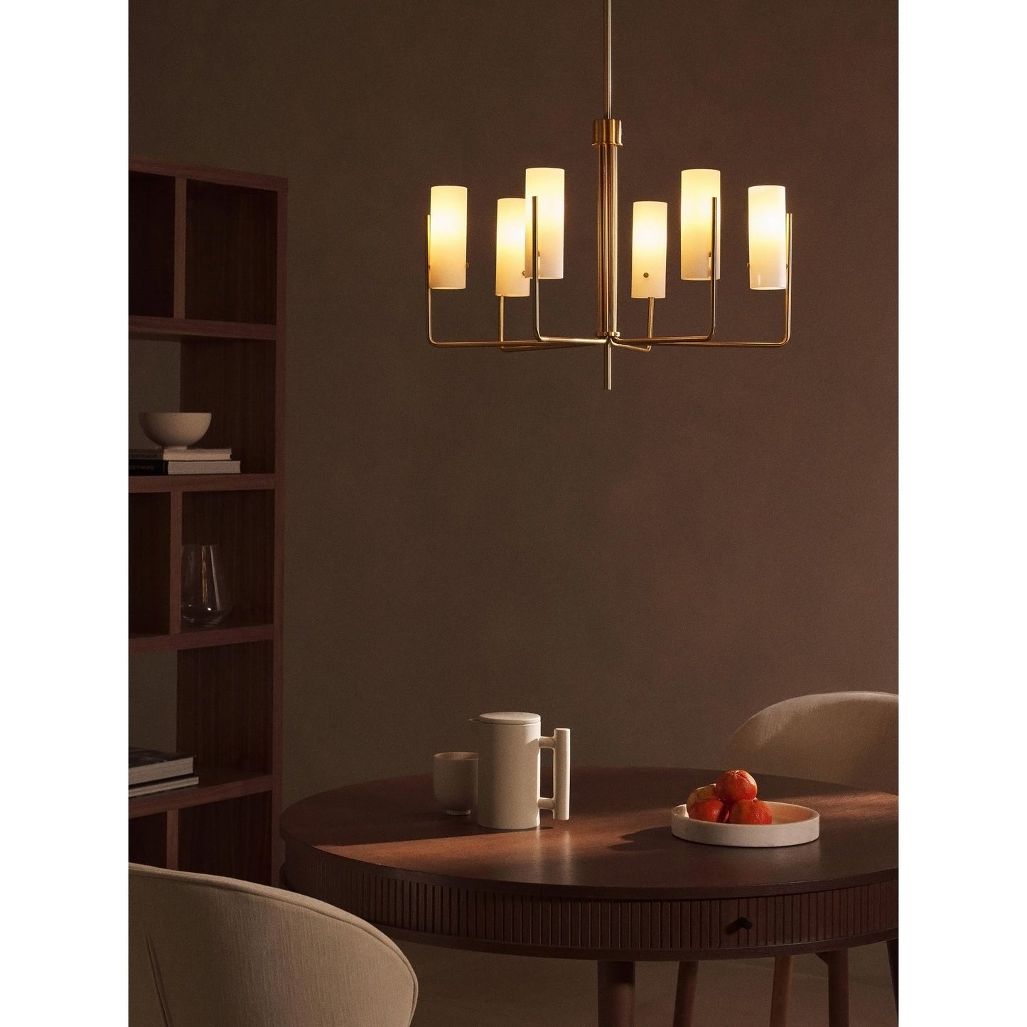 Vivian Glass Chandelier - Sleek Modern Round Brass & Glass Pendant Light | 6-Light Contemporary Sconce