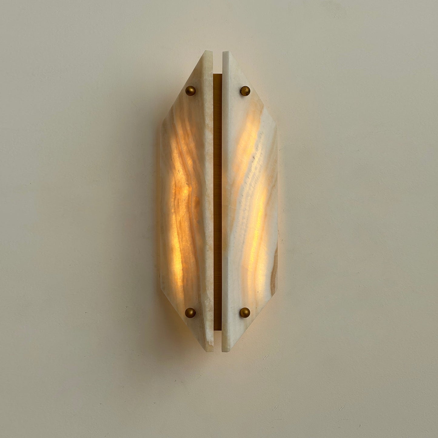Vivien Stone Wall Lamp - Art Deco Carved Jade & Alabaster Wall Sconce | Integrated 6W Warm LED Stone Accent Light