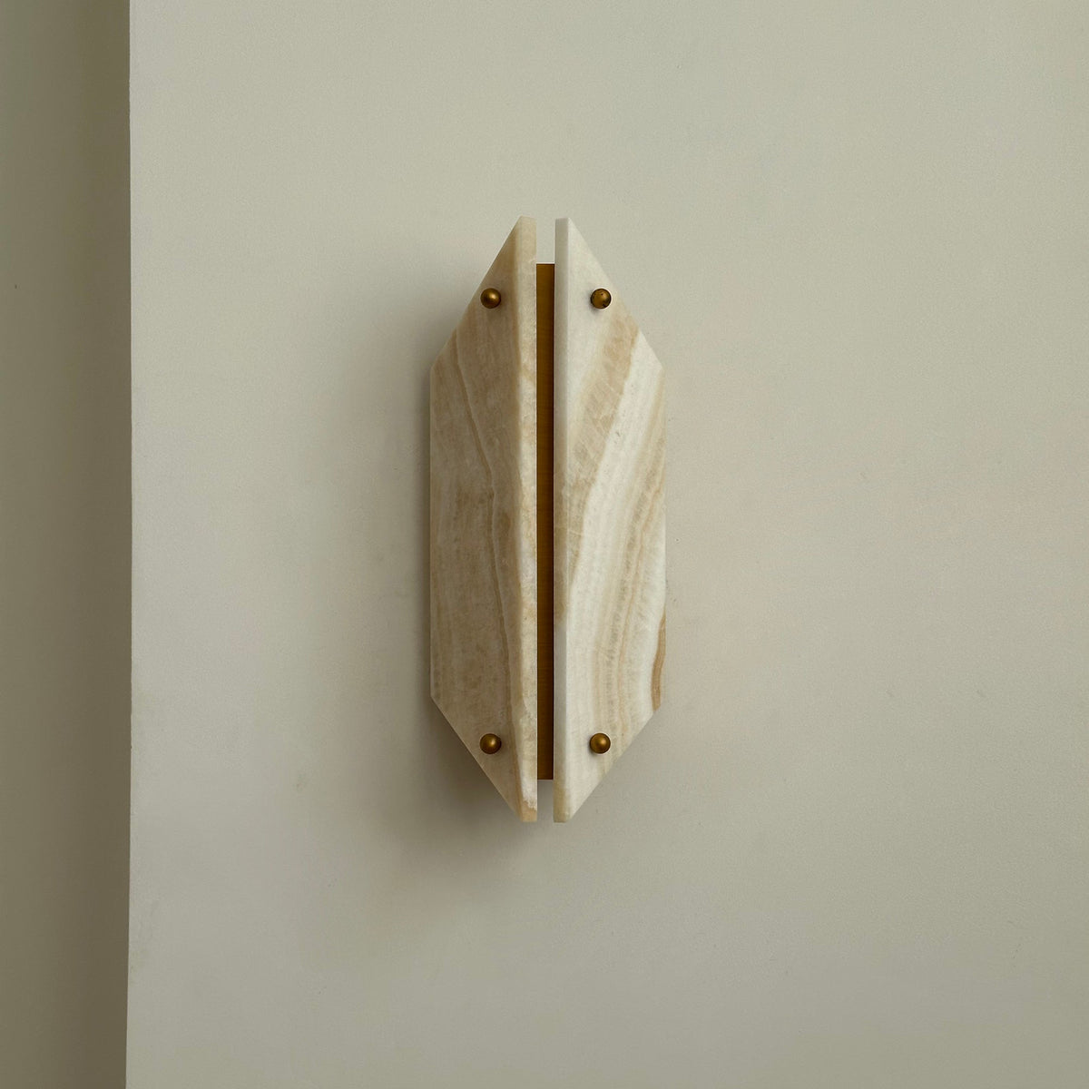 Vivien Stone Wall Lamp - Art Deco Carved Jade & Alabaster Wall Sconce | Integrated 6W Warm LED Stone Accent Light
