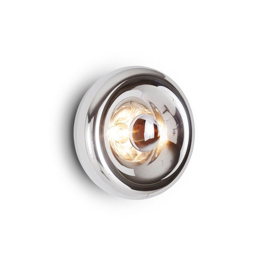 Void Surface Sconce - Metallic Mirror Glass Wall Light | Modernist Chrome & Gold Flush Mount Accent Sconce