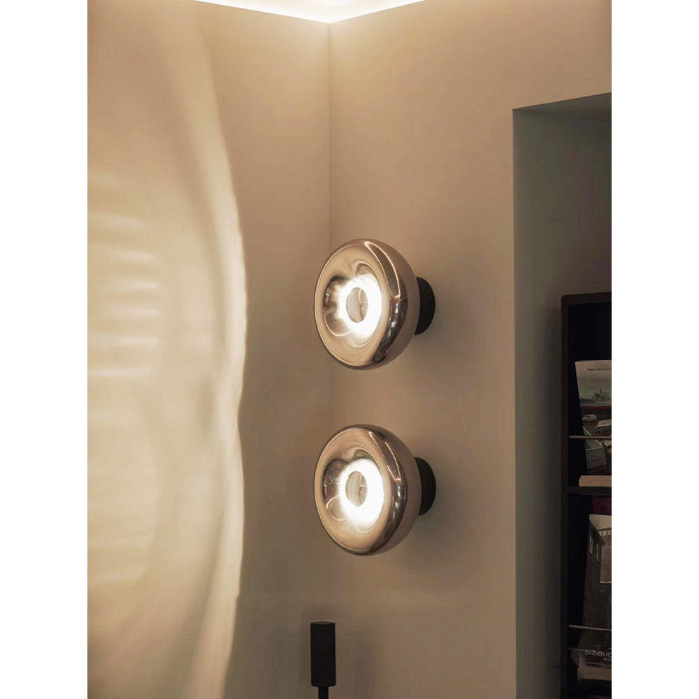 Void Surface Sconce - Metallic Mirror Glass Wall Light | Modernist Chrome & Gold Flush Mount Accent Sconce